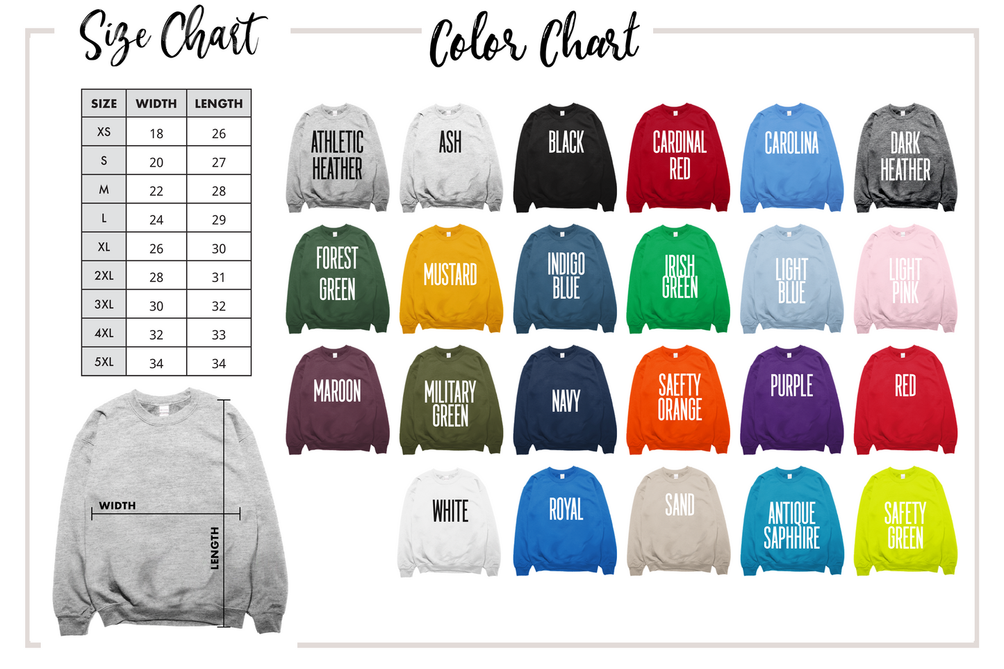 size chart gildan