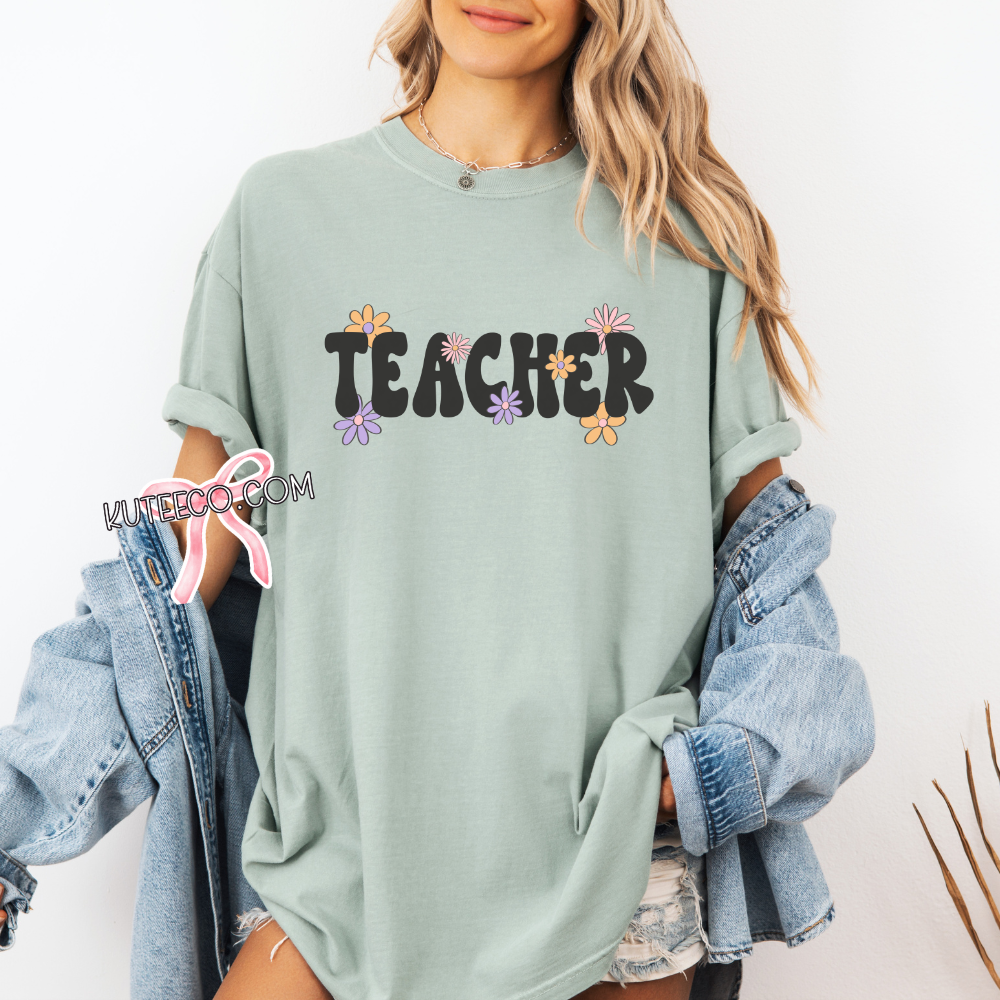 Flower Teacher-T-Shirt