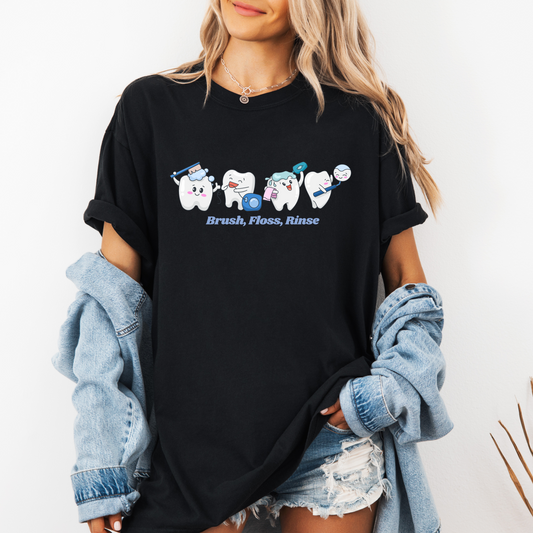 Brush,Floss, Rinse- Tee