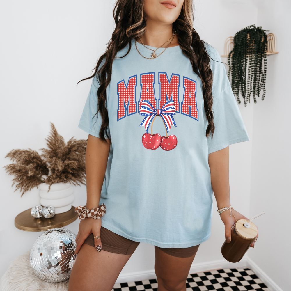 Gingham Cherry Mama- Tee