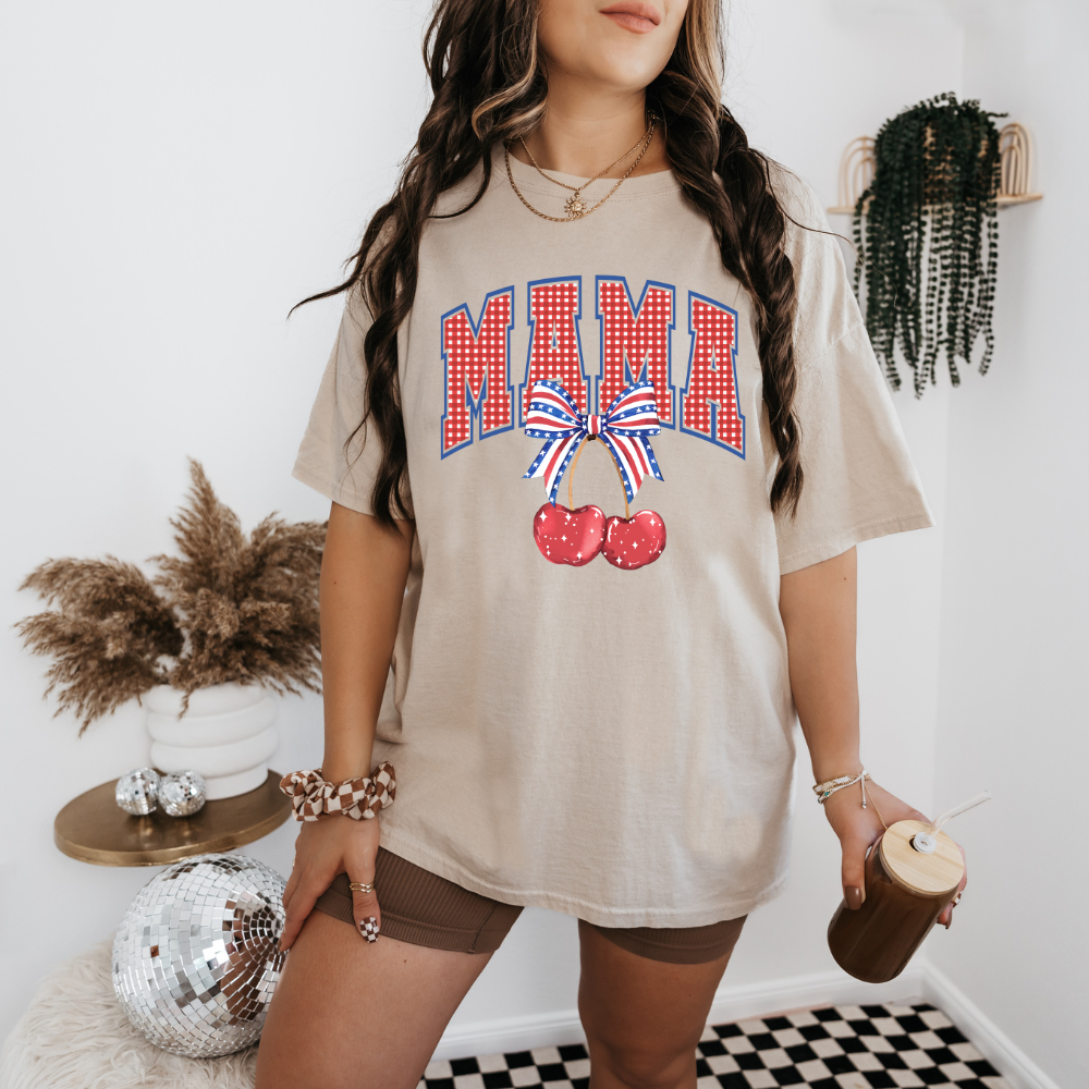 Gingham Cherry Mama- Tee