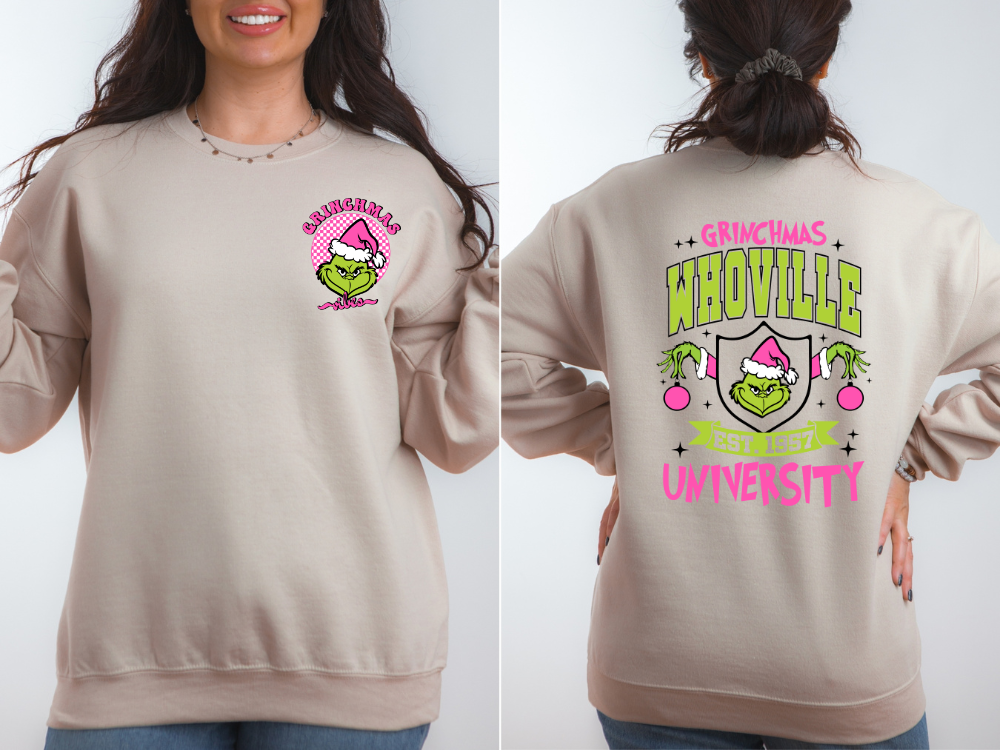 Grinch University Front/Back- Sweater