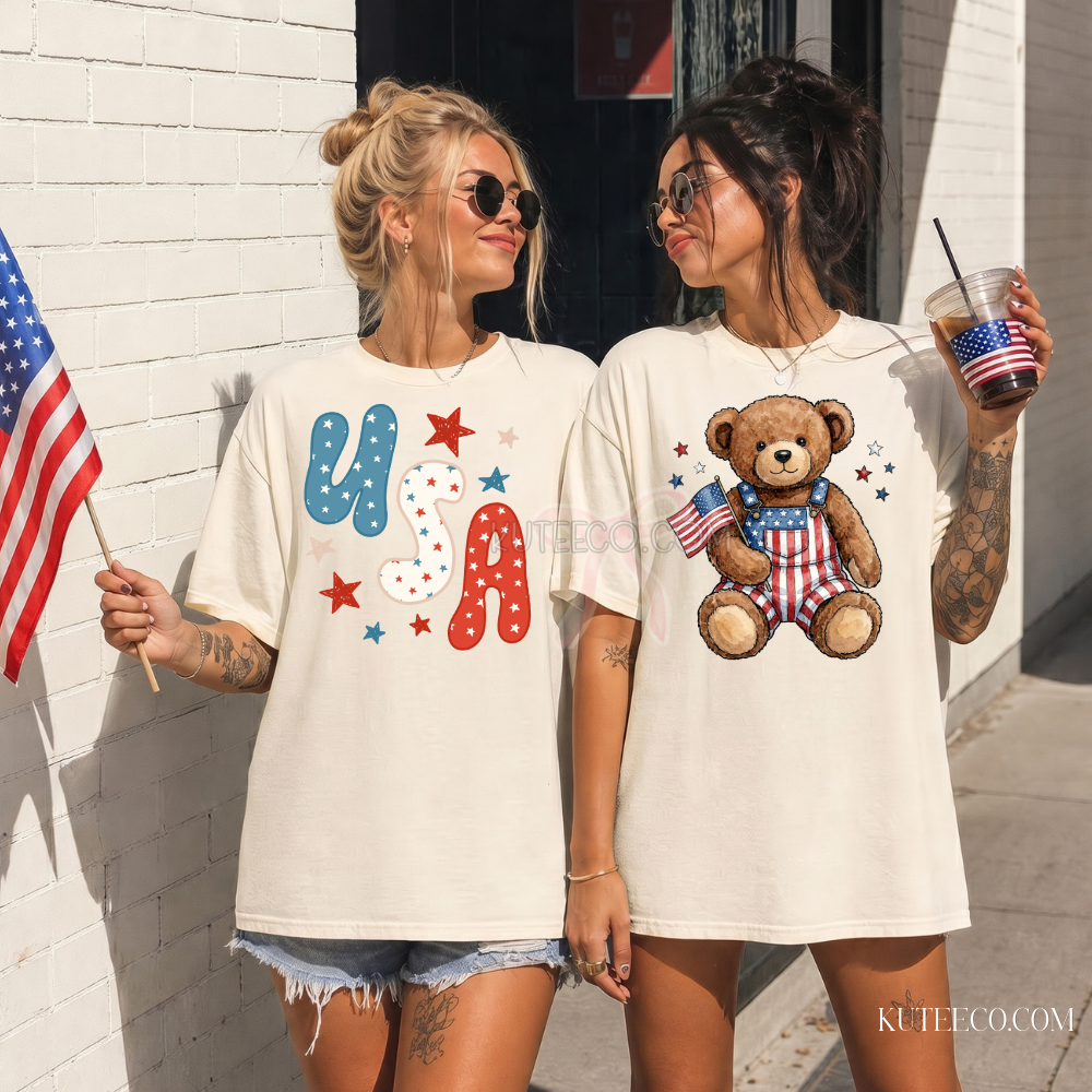 Beary American - Comfort Colors Shirt/ Sweatshirt