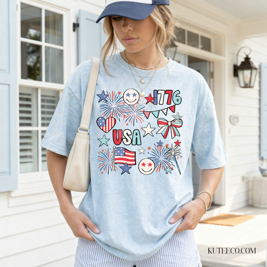 Patriotic Doodles - Comfort colors Shirt/ Sweatshirt