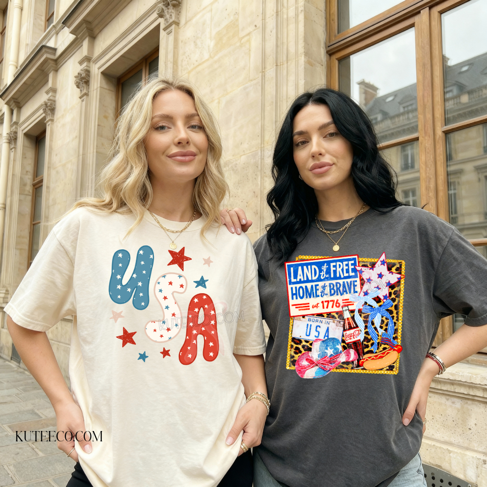Land of the Free USA- Comfort colors Tee