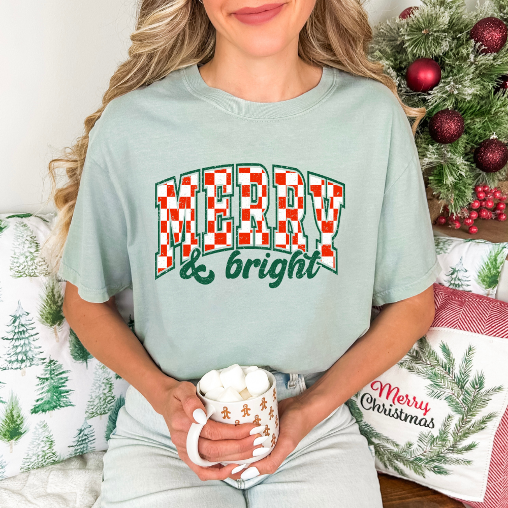 Merry Bright Checkered- Tee