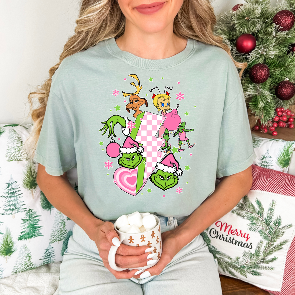 Retro Pink Grinch -Tee