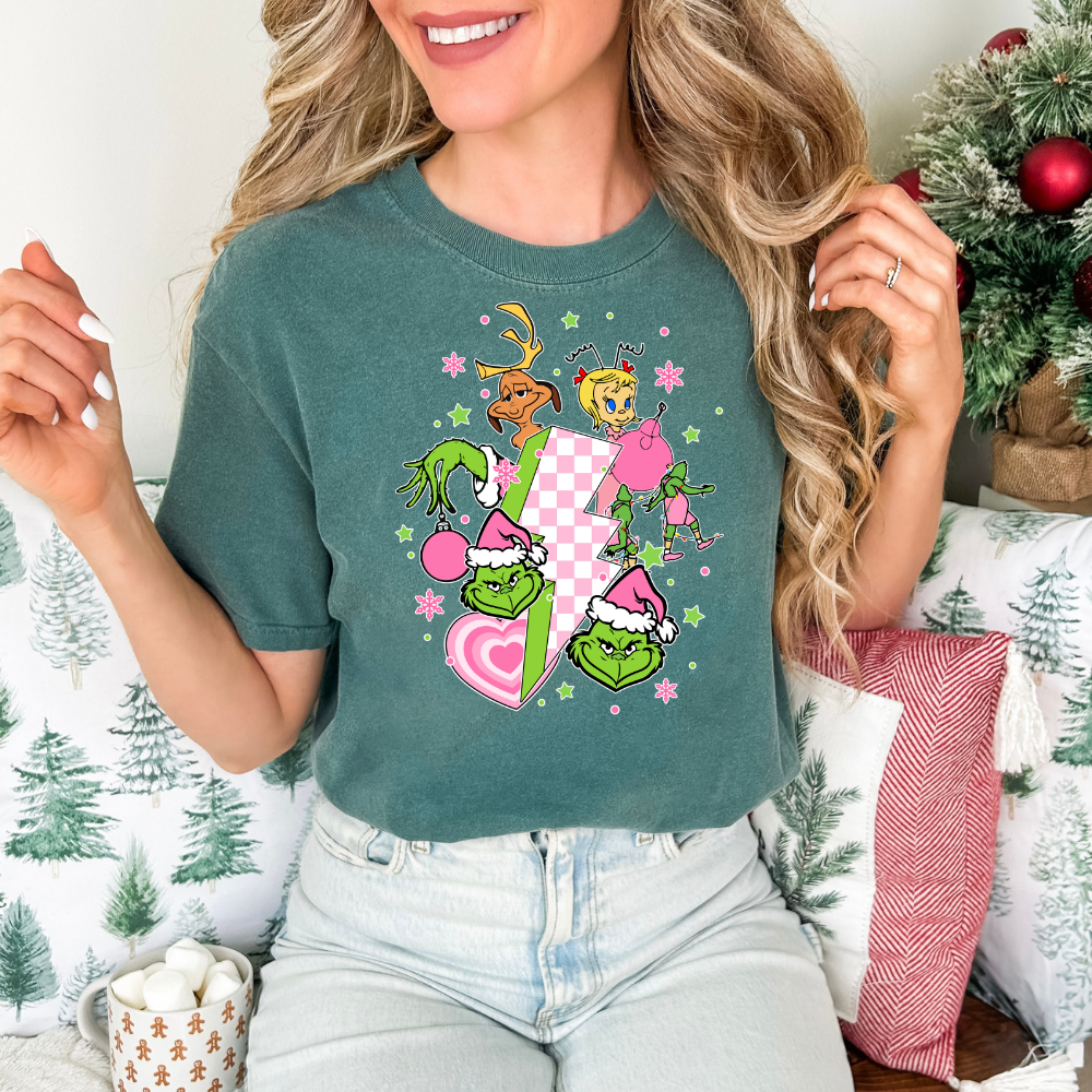 Retro Pink Grinch -Tee