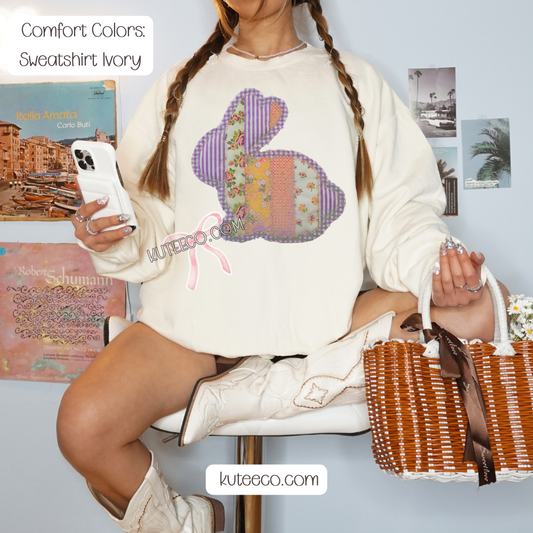 Purple Quilted Bunny -Comfort colors Shirt/ Sweatshirt