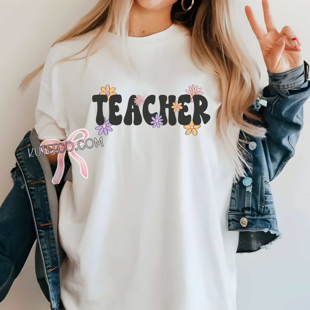 Flower Teacher-T-Shirt