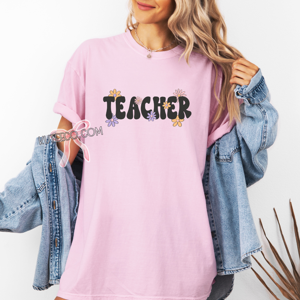 Flower Teacher-T-Shirt