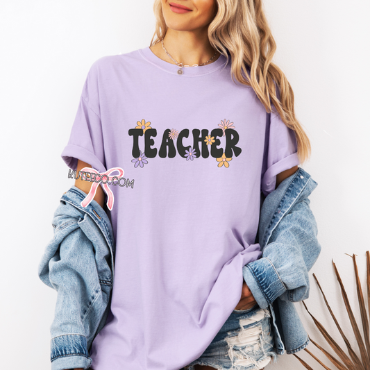 Flower Teacher-T-Shirt