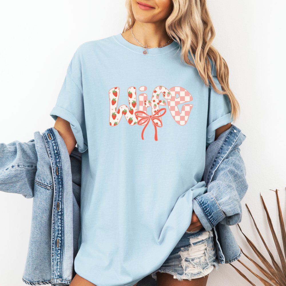 Strawberry( Pick your Text COLORS)  - Comfort Colors Tee