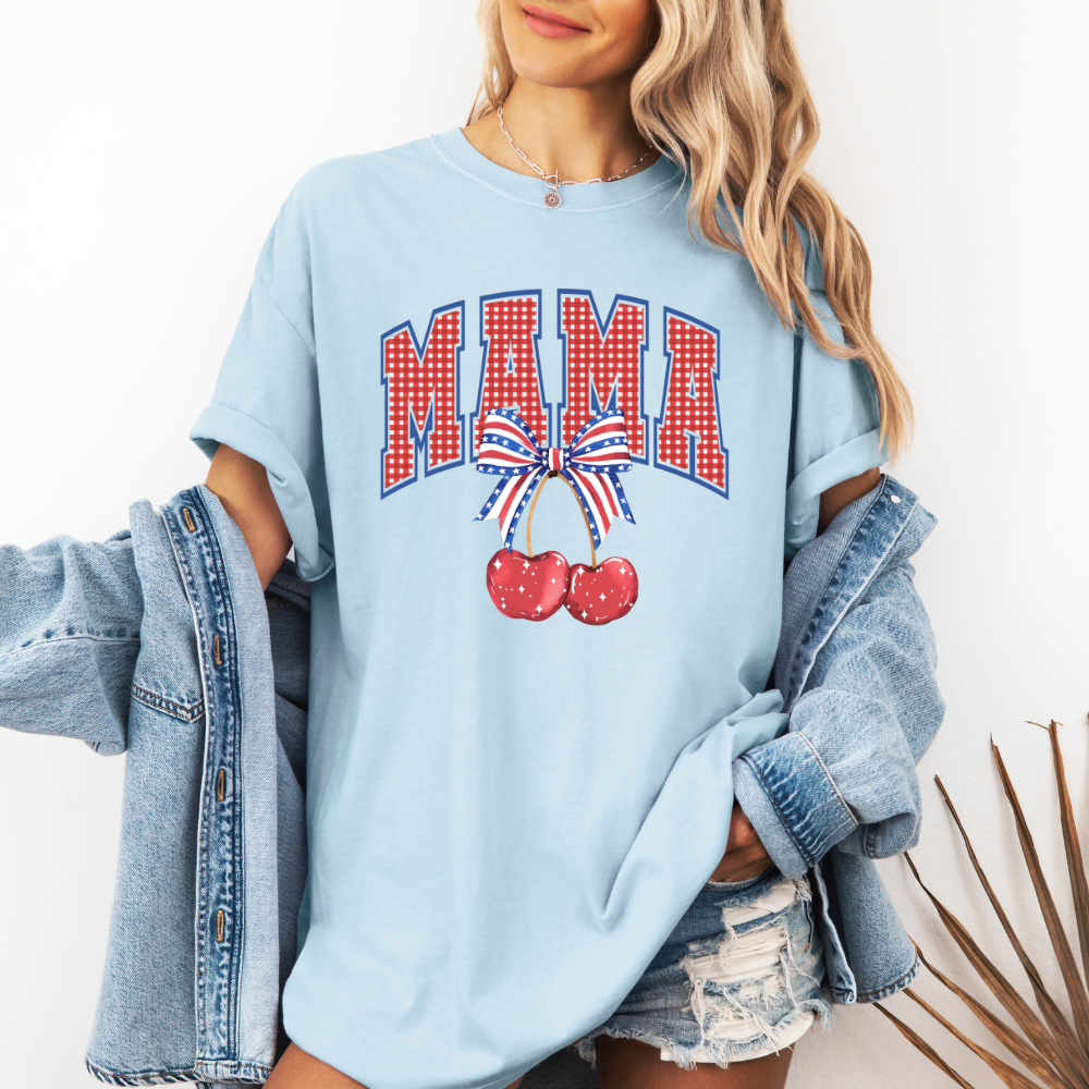 Gingham Cherry Mama- Tee