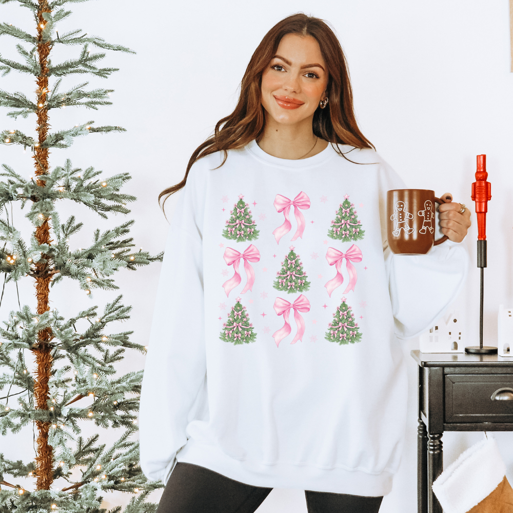 Pink Bows &Tree Christmas- Sweater