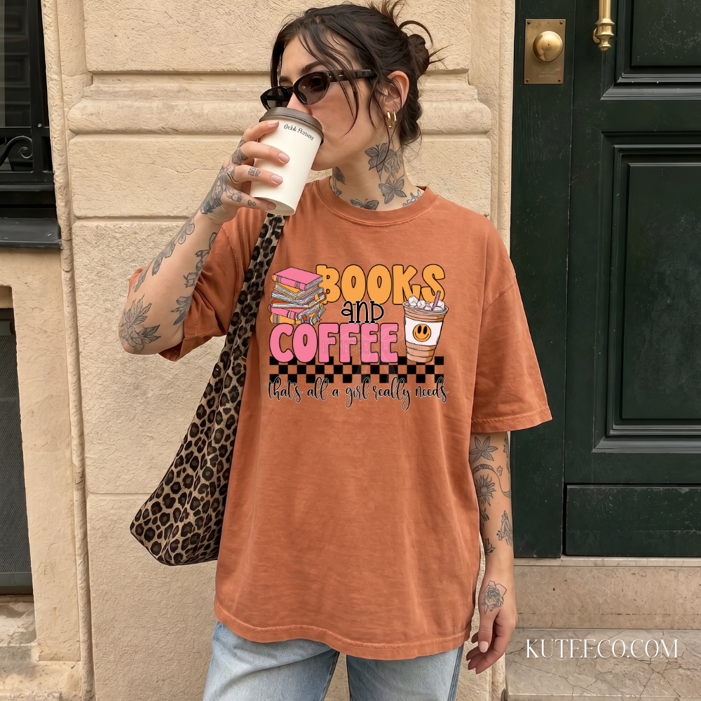 Books & Coffee- Comfort colors Shirt/ Sweatshirt