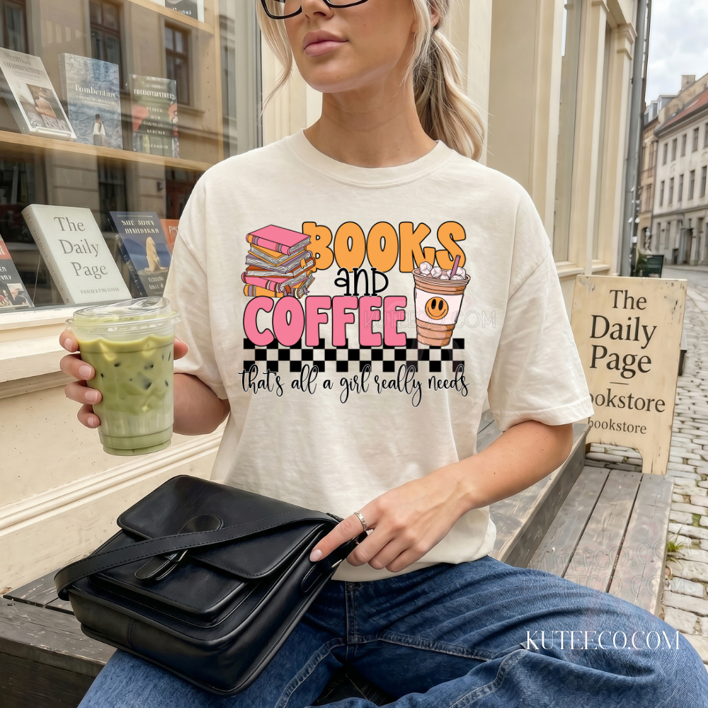 Books & Coffee- Comfort colors Shirt/ Sweatshirt
