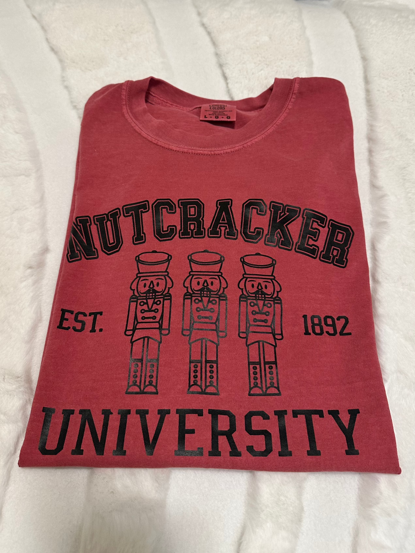 nutcracker university t-shirt in crimson red 