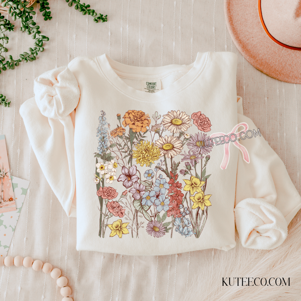 Floral Tee-  Comfort colors Shirt/ Sweatshirt