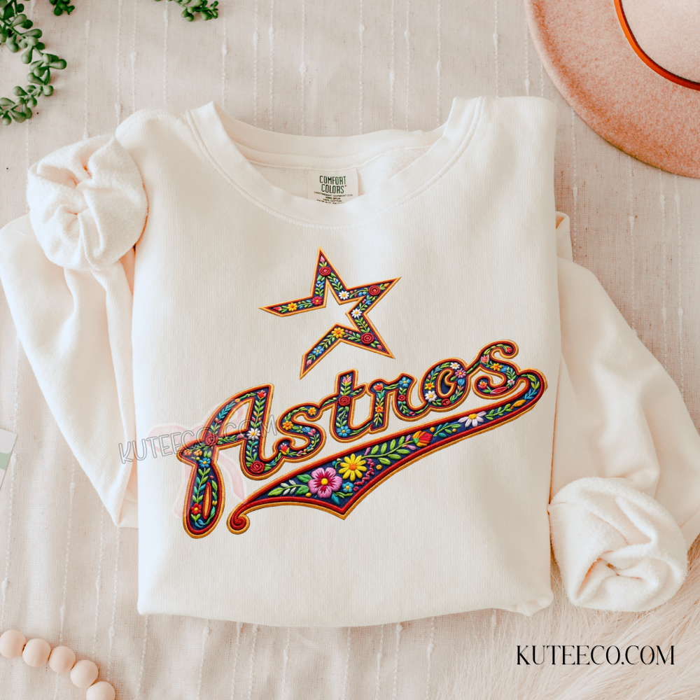 Astro Faux Embroidered- Comfort colors Shirt/ Sweatshirt