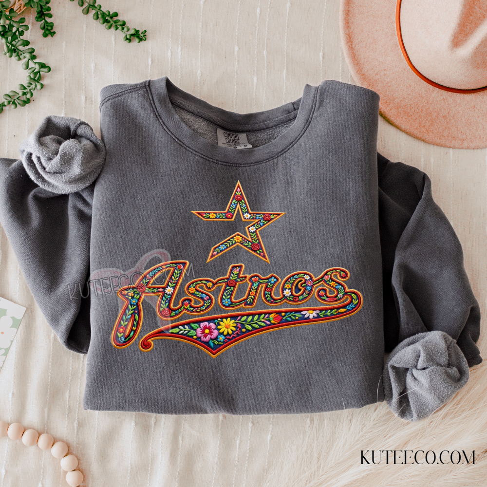 Astro Faux Embroidered- Comfort colors Shirt/ Sweatshirt