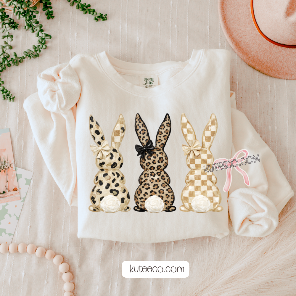 Cheetah Print Bunnies-  Comfort colors Shirt/ Sweatshirt
