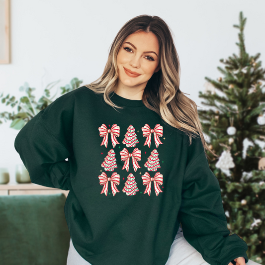 forrest green debbie cakes red green and white sweater 