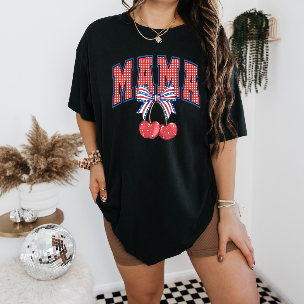Gingham Cherry Mama- Tee