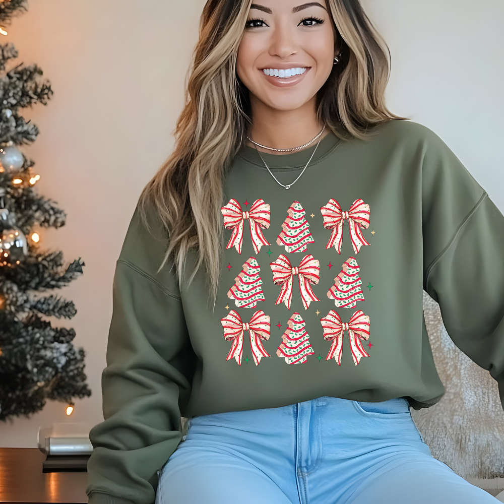 military green debbie ake christmas sweater