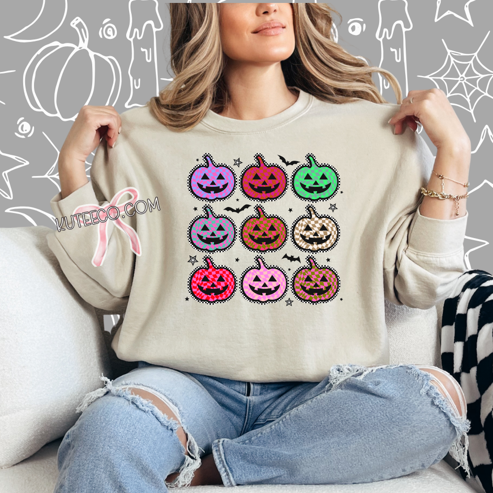 Checkered Pumpkins- T-shirt/ Sweater