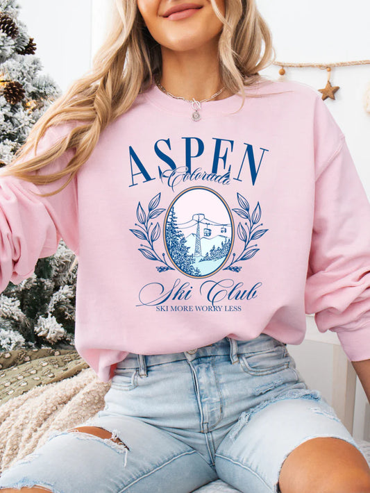 pink Colorado aspen sweater with Christmas background
