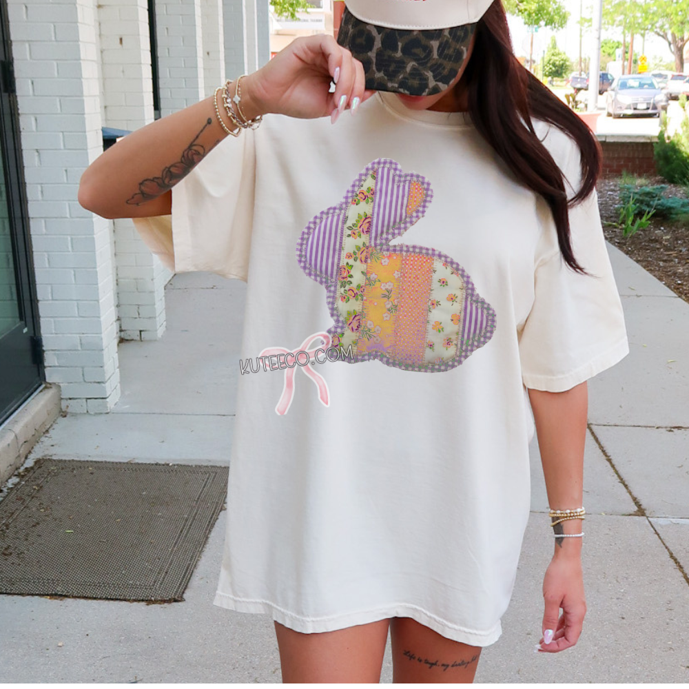 Purple Quilted Bunny -Comfort colors Shirt/ Sweatshirt