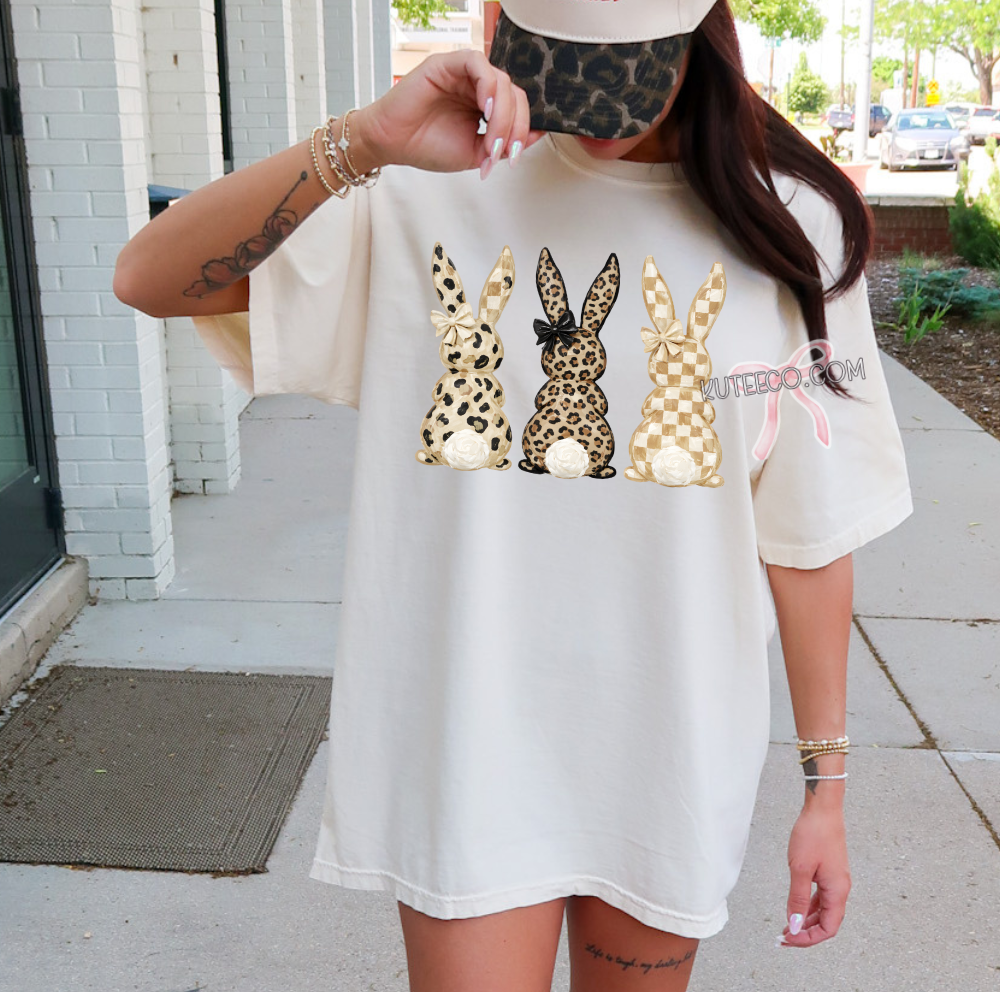 Cheetah Print Bunnies-  Comfort colors Shirt/ Sweatshirt