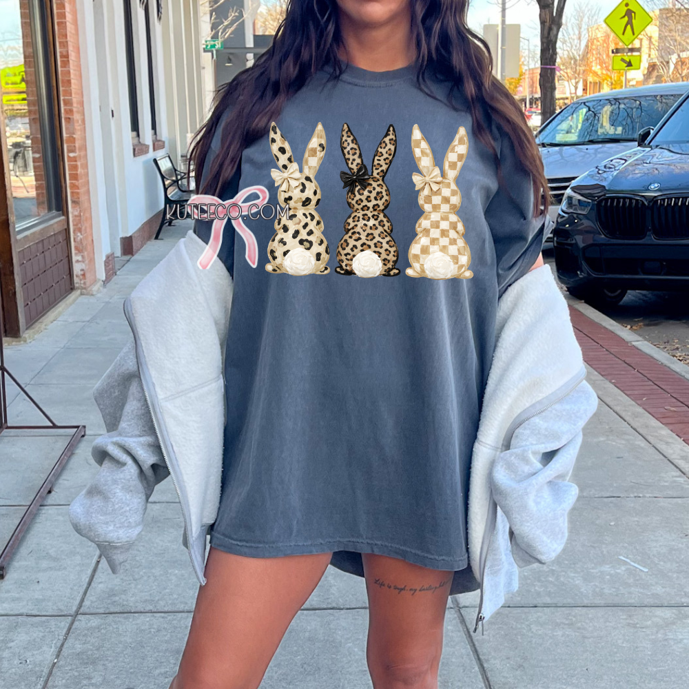 Cheetah Print Bunnies-  Comfort colors Shirt/ Sweatshirt