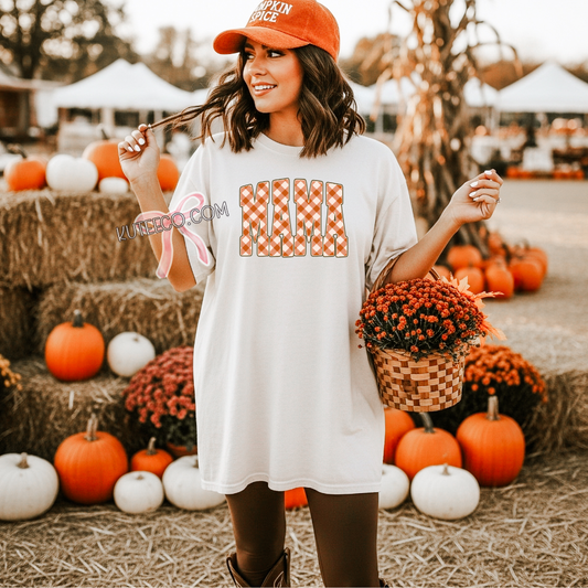 MAMA Checkered Orange T- Shirt